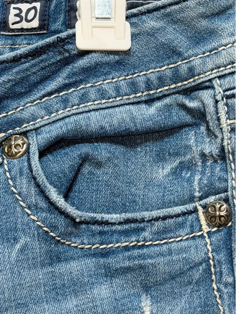 Miss Me Angel Wings Bootcut Jeans Womens Size 30 Distressed Rhinestone JP5082